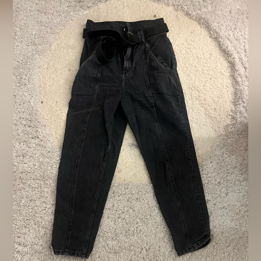 IRO Black High-Waisted Jeans with Belt UK 36 Worn once
